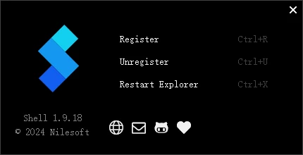 Shell v1.9.18 强大的 Windows 上下文菜单管理工具,包括拷贝文件地址、快速打开目录、终端打开、自定义外观以及复杂的嵌套菜单等。