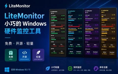 LiteMonitor v1.3.6 小巧的 Windows 硬件监控工具，免费 · 开源 · 轻量