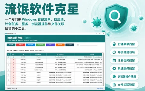 流氓软件克星 v2.0.10 一个专门揪 Windows 右键菜单、自启动、计划任务、服务、浏览器插件和文件关联残留的小工具。