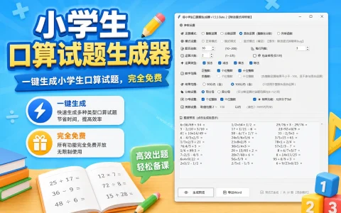 小学生口算试题生成器 v1.5.5 一键生成小学生口算试题，完全免费