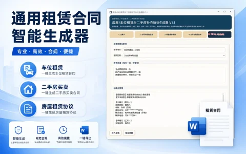 通用租赁合同智能生成器 v1.1 车位租赁、二手房买卖、房屋租赁协议一键生成
