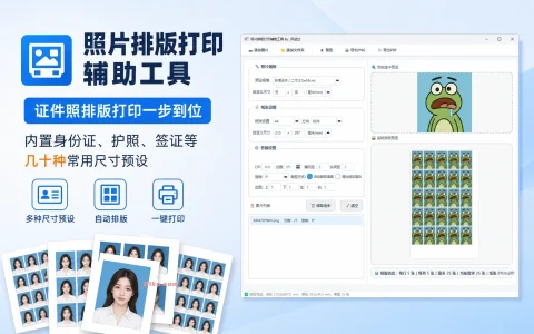 照片排版打印辅助工具 v20260308 证件照排版打印一步到位，内置身份证、护照、签证等几十种常用尺寸预设