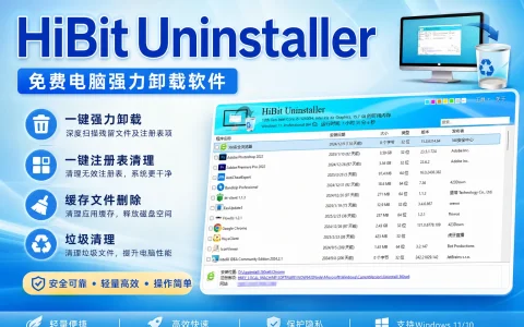 HiBitUninstaller v4.0.10 免费电脑强力卸载软件，支持一键注册表清理，缓存文件删除，垃圾清理等