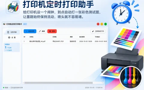 打印机定时打印助手 v1.1 定时自动打一张彩色测试图，让墨路始终保持流动